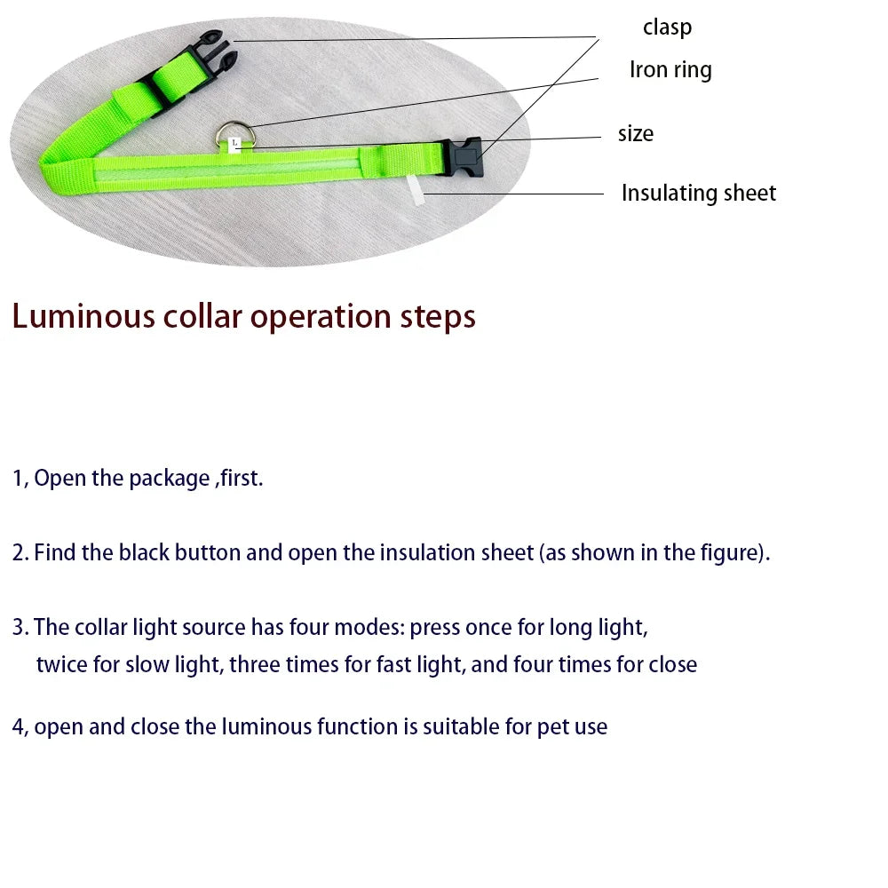 LED Glow-in-the-Dark Dog Leash & Collar